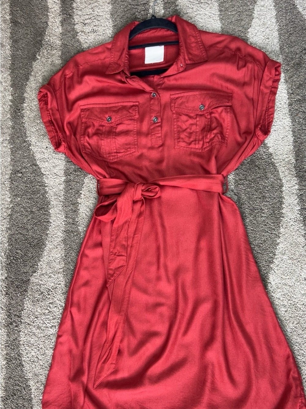 SO Red Shirt Dress with Tie Waist